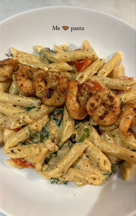 Penne Shrimp Pasta, Shrimp Pasta Aesthetic, Shrimp Penne Pasta Recipes, Pasta Snapchat Story, Meatless Dishes, Plate Presentation, Dartmouth College, Food Inspired, Food Aesthetics