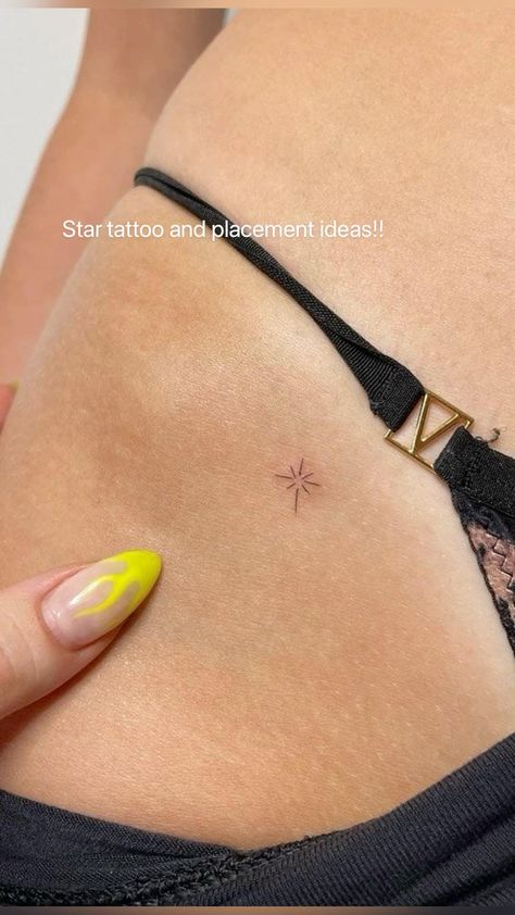 #tattoo #tattooidea #aesthetic #ideas #star #hot #hottattoos #hip #hiptattoo #simpletat #easytat #matchingtat #detailedtat #complex #details #wristtat #inkart #ink #art #tattooartist #artist #inspo #bodyart #tats #fingertattoos #minimal #minimalist #minimaltattoo #tattooplacement #backtattoo #backtatideas #spinetattoos #spine #simpletattoo #phrase #patchwork #simple #line #linetattoos #tattoosleeve #ribcage Sparkle Tattoo, Unique Small Tattoo, Small Girly Tattoos, Hidden Tattoos, Tiny Tats, Petite Tattoos, Star Tattoo, Classy Tattoos, Discreet Tattoos