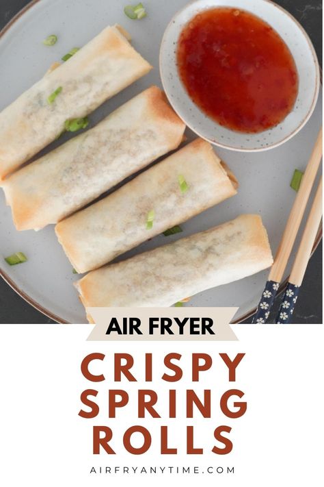 Air Fryer Spring Rolls, Garlic Vegetables, Vegetables And Rice, Rice Rolls, Chicken Garlic, Spring Roll Wrappers, Rice Vermicelli, Cooking For One, Sweet Chili Sauce