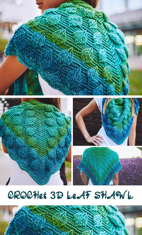 Crochet 3D Leaf Shawl Crochet Baby Blanket Tutorial, Crochet Prayer Shawls, Leaf Scarf, Crochet Triangle, Easy Crochet Baby, Crochet Leaves, Crochet Shawls And Wraps, Shawl Patterns, Crochet Instructions