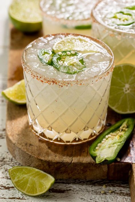 Spicy Jalapeno Margarita, Margaritas For A Crowd, Nature Recipes, Spicy Margarita Recipe, Coconut Margarita, Margarita Bar, Baker By Nature, Jalapeno Margarita, Spicy Margarita