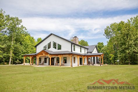 The Daugherty Barndominium // 2,694... - Summertown Metals | Facebook Summertown Metals, Metal Building House Plans, Wood Truss, Barn Style House Plans, Building House, Wrap Around Porch, Barn Style House, Metal Building Homes, House Blueprints