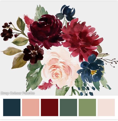 Maroon Complimentary Colors, Burgundy And Teal Living Room, Burgundy And Navy Color Palette, Berry Color Palette Wedding, Cabernet Color Palette, Color Palette With Maroon, Wedding Colour Ideas Color Schemes, Bridesmaid Colour Palette, Pink And Burgundy Bedroom