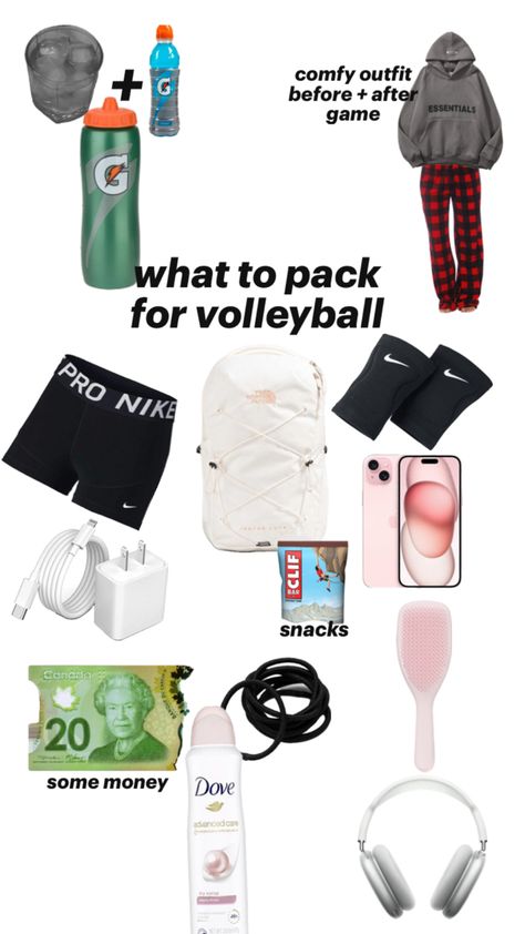 What To Pack For Volleyball, Volleyball Quotes Funny, Volleyball Tryouts, Vollyball Outfits, Volleyball Bag, Volleyball Photos, Volleyball Inspiration, High School Survival, Volleyball Training