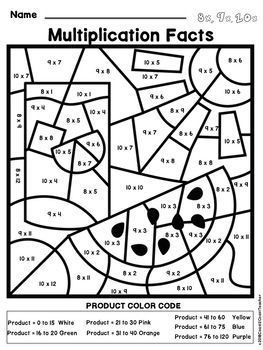 Multiplication Coloring Worksheets, Third Grade Multiplication, Number Multiplication, 4th Grade Multiplication, Multiplication Facts Worksheets, Multiplication Facts Practice, Math Pictures, Math Coloring Worksheets, Coloring Worksheets