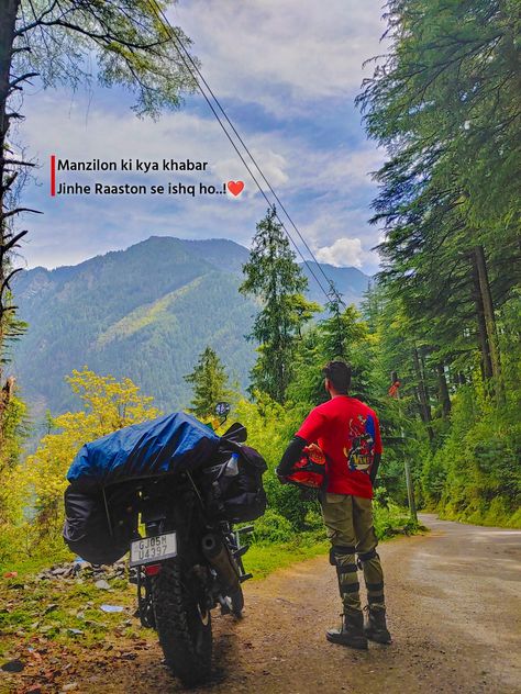 Mountains Quotes In Hindi, Caption For Bike Pose, Bike Trip Photography, Mountain Captions Instagram Hindi, Bike Love Quotes, Bike Captions Instagram, Mountain Captions Instagram, Valley Quotes, Rider Quotes