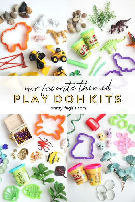 Play Doh Sensory Bin, Playdoh Kits Diy, Sensory Kits For Kids, Playdough Kit Ideas, Sensory Bin Theme Ideas, Playdoh Sensory Kits Diy, Play Dough Sensory Kits, Playdough Kits Diy, Diy Sensory Kit