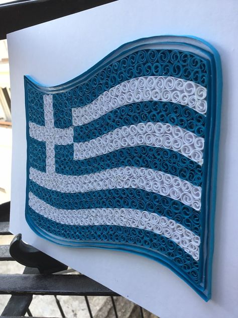 Handmade Flags, Greece Flag, Flag Crafts, Greek Flag, World Days, School Projects, Handmade Art, Crochet Blanket, Hand Made