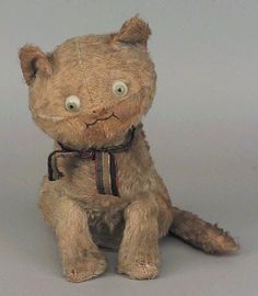 Primitive Cats, Stuffed Cat, Old Teddy Bears, Ragamuffin, Textiles Projects, Vintage Teddy Bears, Vintage Plush, Cat Doll, Stuffed Toys