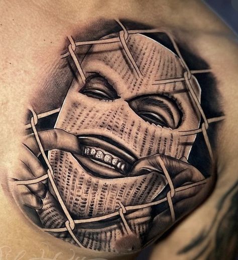 Ski Mask Tattoo, Painless Tattoo, Belly Tattoos, Chicano Tattoos, Chicano Tattoo, Snake Tattoo Design, Chicano Art Tattoos, Cool Chest Tattoos, Mask Tattoo