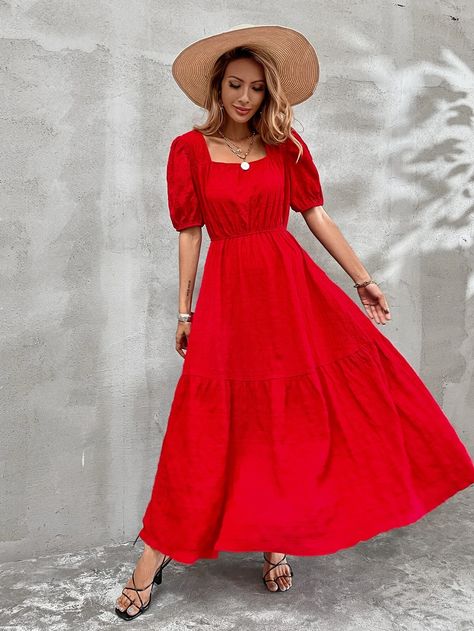 Red Colour Dress, Mode Rose, Belted Wrap Dress, Ruffle Hem Dress, Style Maxi Dress, Fall Fashion Outfits, Casual Fall Outfits, Shop Maxi Dresses, Casual Summer Outfits