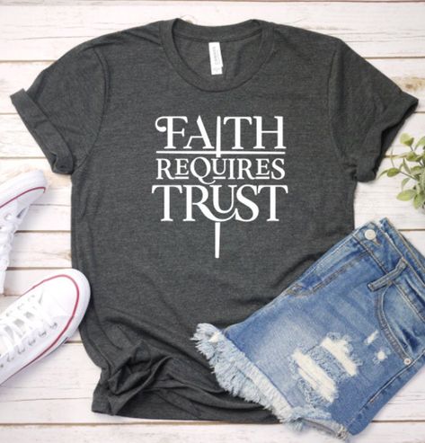 Excited to share this item from my #etsy shop: Faith requires trust shirt, christian tshirt Horse Shirt, Sarcastic Shirts, Mama Shirts, Concert Shirts, Bella Canvas Tees, Band Shirts, Christian Shirts, Mom Shirts, Unisex Shirt