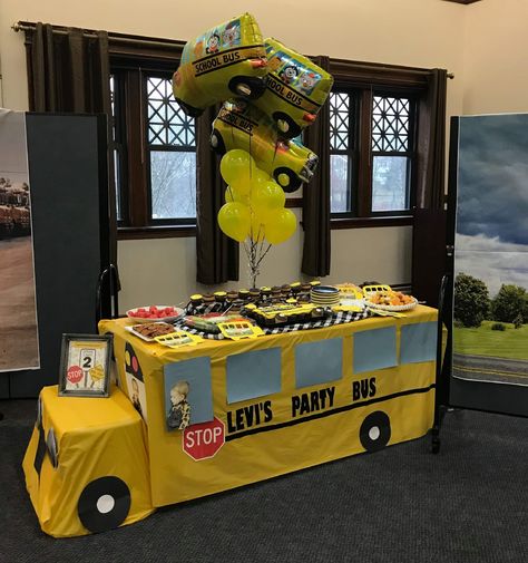 Wheels on the Bus Party Wheels On The Bus Food Ideas, Cocomelon School Bus Table, School Bus Birthday Party Ideas, Cocomelon Bus Table, School Bus Table, Cocomelon Food Ideas, Cocomelon Party Food, Party Bus Ideas, Cocomelon School Bus