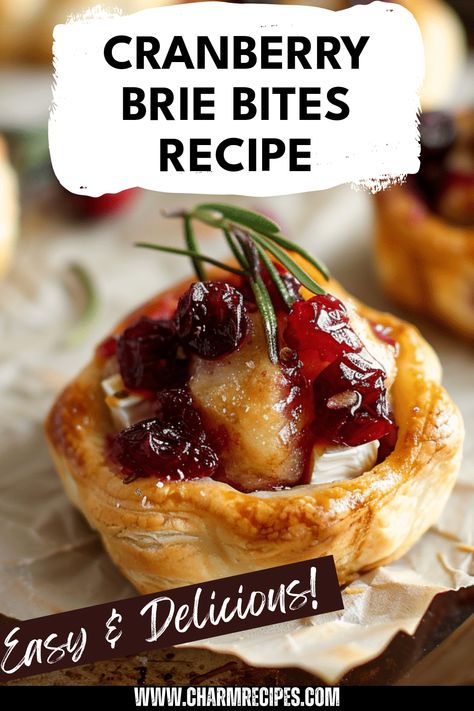 Transform your holiday gatherings with this easy Cranberry Brie Bites recipe. These delightful appetizers pair the rich creaminess of brie cheese with tangy cranberry sauce, all sitting in a flaky pastry shell. Perfect for parties and special occasions, this bite-sized treat is sure to impress your guests. Explore how to make these flavorful appetizers using simple ingredients that come together quickly. Whether for family gatherings or game night, Cranberry Brie Bites are a tasty addition to any festive menu. Don't miss out on this delicious recipe that everyone loves! Cranberry Brie Pastry, Cranberry Brie Puff Pastry, Brie Pastry, Baked Brie Cheese, Cranberry Brie Bites, Cranberry Bites, Pastry Bites, Brie Cranberry, Brie Puff Pastry