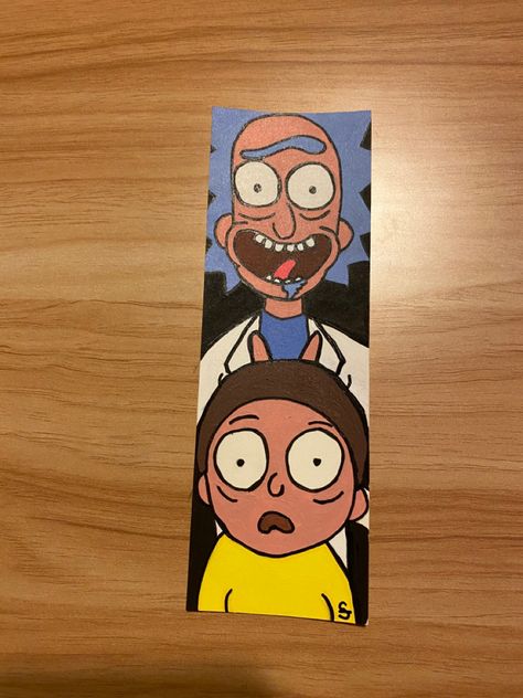 #Rickandmorty #bookmark Rick And Morty Bookmark, Buddha Drawing, Superhero Wall Art, Creative Bookmarks, Rick Y Morty, Bookmark Craft, Art Village, Cartoon Books, Hippie Painting