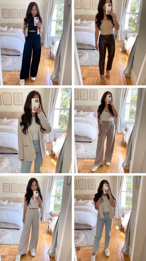 Abercrombie Wide Leg Pants, Abercrombie And Fitch Work Outfits, Abercrombie Business Casual, Sloan Tailored Pant Abercrombie, Abercrombie Tailored Pants, Abercrombie Capsule Wardrobe, Abercrombie Tailored Wide Leg Pants, Abercrombie Work Outfits, Abercrombie Tailored Pants Outfit