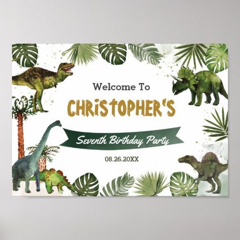 Jurassic Birthday Party, Jurassic Birthday, Cool Dinosaurs, Boys 1st Birthday Party Ideas, Dinosaur First Birthday, Party Welcome Sign, Monster Truck Birthday, Cadeau Photo, Dinosaur Birthday Party