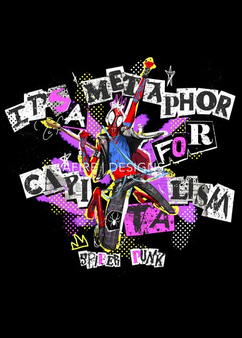 Spider Punk Inspired Outfit, Spider Punk Symbol, Spiderverse Design, Spider Punk Hobie Brown, Spiderverse Hobie, Hobie Brown Across The Spiderverse, Punk Poster Design, Hobie Brown Spider Punk, Punk Moodboard