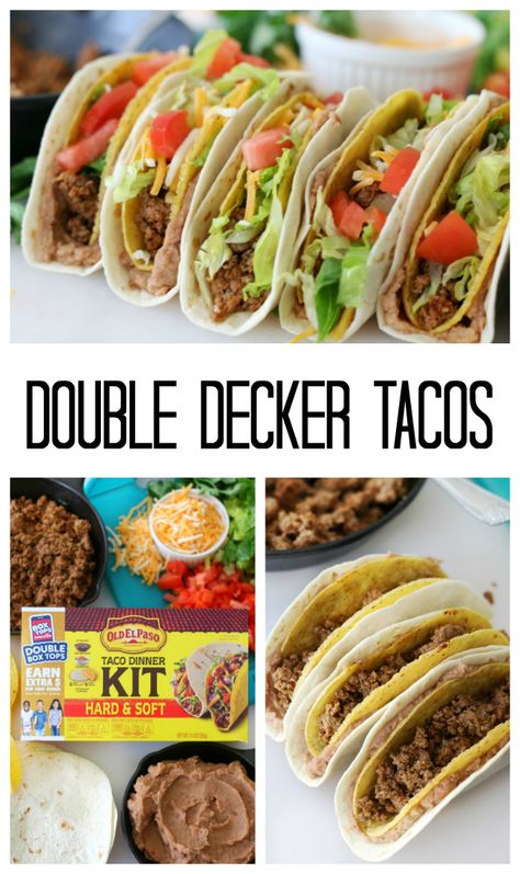 Double Decker Taco Recipes, Double Decker Tacos, Double Decker Taco, Best Amish Recipes, Tacos Easy, Grub Hub, Taco Dinner, Main Entrees, Weeknight Recipes