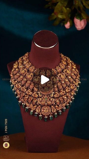 Krishna Jewellers Pearls &Gems on Instagram: "► Call /WhatsApp /Video Call: 📲+91-8499011111  Product Code: JPGN 7509 - Elevate your bridal elegance with our exquisite 22k gold nakshi choker necklace, featuring a stunning peacock design. Adorned with cascading emeralds and lustrous pearls, this masterpiece adds a touch of regal charm to your wedding ensemble. Make a statement on your special day with this intricately crafted masterpiece, a symbol of grace and opulence.  ► DM for more details ► Free shipping All Over India & International (T*c Apply)  Follow Our Instagram  ► (Fine Jewellery): @krishna.jewellers.jubileehills ► (Pearls Jewellery): @krishna.pearls.hyderabad ► (Silver Articles ): @krishna.house.of.silver  📍Visit our store Krishna Jewellers Pearls & Gems at Jubilee Hills, Hyder Whatsapp Video Call, Symbol Of Grace, Silver Articles, Pearls Jewellery, Grace Symbol, Instagram Call, Bridal Elegance, Peacock Design, Video Call