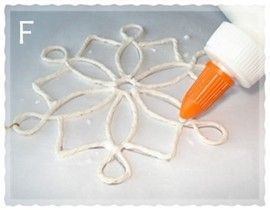 String and glue stained glass  snowflakes: easy to make christmas ornaments - could do this with Gallery Glass or maybe  puffy paint... Easy To Make Christmas Ornaments, Glass Snowflakes, Make Christmas Ornaments, Embroidery On Paper, Puffy Paint, Art Stained, Christmas Ornaments Homemade, Christmas Ornaments To Make, Christmas Snowflakes