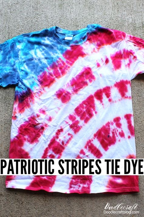 Patriotic USA Flag Tie Dye Shirt Tutorial! American Flag Tie Dye Shirt Diy, Tie Dye Flag Shirt, Red White Blue Tye Dye Shirt, Red White Blue Tie Dye Shirt, Flag Tie Dye Shirt Diy, Patriotic Tie Dye Shirts Diy, Patriotic Tye Dye Shirts Diy, Diy Usa Shirt, 4th Of July Tie Dye Shirts