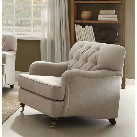 Darby Home Co Roseanna 35'' Wide Tufted Club Chair | Wayfair Beige Fabric Sofa, Overstuffed Chairs, Comfortable Accent Chairs, Living Room Sofa Set, Fabric Accent Chair, Traditional Sofa, Arm Chairs Living Room, Upholstered Arm Chair, Single Sofa