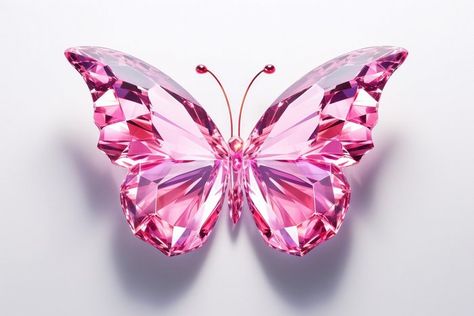 Butterfly gemstone jewelry crystal. | Premium Photo Illustration - rawpixel Image Of Butterfly, Background Butterfly, Butterfly Animal, Pink Animals, Crystal White, Jewelry Crystal, Background Background, 3d Illustration, Photo Illustration