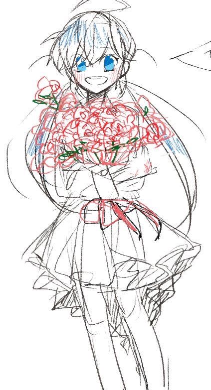 Drawing Poses Holding Flowers, Drawing Base With Flowers, Person Holding Bouquet Drawing Reference, Pose Holding Flowers, Person Holding Paper Reference, Holding Flowers Pose Reference Drawing, Anime Holding Flower, Holding Basket Pose Reference, Holding Item Pose