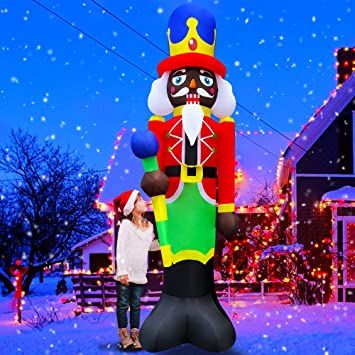 Amazon.com: SEASONBLOW 12 FT LED Light Up Inflatable Christmas Black Nutcracker Soldier with Scepter Decoration for Yard Lawn Garden Home Party Indoor Outdoor : Patio, Lawn & Garden Christmas Blow Up, Inflatable Christmas Decorations, Inflatable Santa, Colonial Christmas, Nutcracker Soldier, Inflatable Decorations, Christmas Yard Decorations, Christmas Inflatables, Christmas Yard