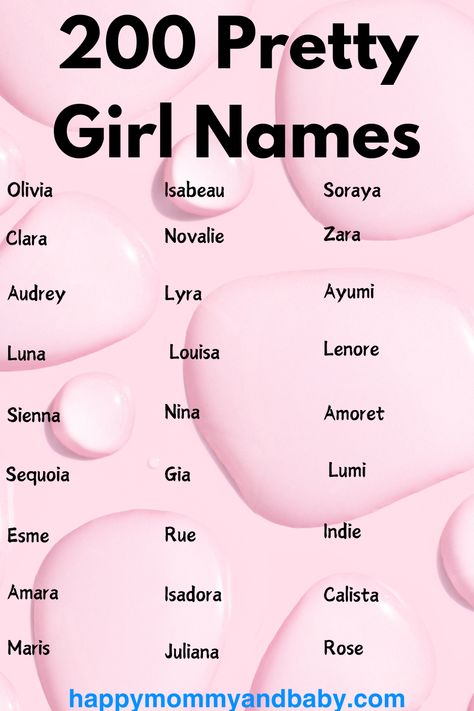 Discover a stunning collection of the prettiest baby girl names that are elegant, timeless, and full of charm. This list features graceful, melodic, and beautifully unique names that exude sweetness and sophistication. Whether you're looking for a name that’s whimsical, vintage, or modern, you’ll find the perfect one here. Click to explore the full list and choose a name as lovely as your little girl! Pretty Girl Names, Unique Baby Girl Names, French Names, Elegant Names, Happy Mommy, Vintage Names, Classic Names