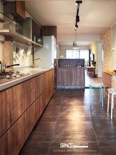 Hdb 3 Room, Hdb Kitchen, Hdb Interior, Bedroom Design Styles, Renovation Kitchen, Interior Design Singapore, Industrial Interior Design, Flat Interior, Loving Heart