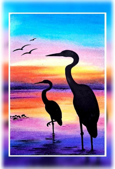 Oil Pastels Scenery, Landscape Oil Pastel, Colourful Scenery, Scenery Drawing For Kids, Evening Images, Sunset Canvas Painting, Oil Pastel Drawings Easy, Colorful Canvas Art, Oil Pastel Colours