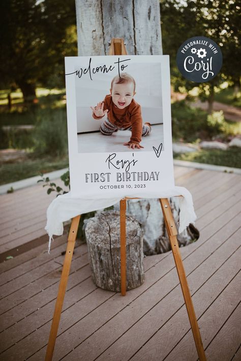 Minimal First Birthday, First Birthday Posters, Coin Photo, Baby Birthday Decorations, Birthday Welcome Sign, Milestone Poster, 1st Birthday Decorations, Photo Birthday, First Birthday Party Themes