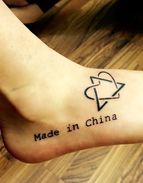 Adoption symbol and Made in China tattoo Made In China Tattoo, Adoption Tattoo Ideas, Adoption Symbol Tattoos, Adoption Tattoo, Adoption Symbol, China Tattoo, Tattoo Van, Tattoo Inspirations, Family Tattoos