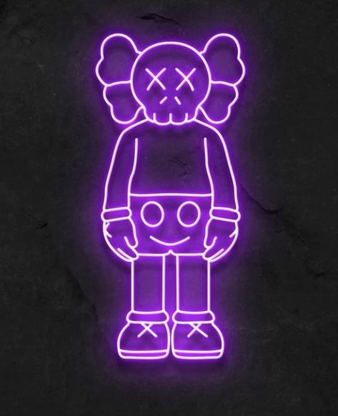 Purple Kaws, Kaws Purple, Neon Technology, My Salon Suite, Art Neon Sign, Purple Neon, Wall Mounts, Brand Ideas, Neon Light Signs