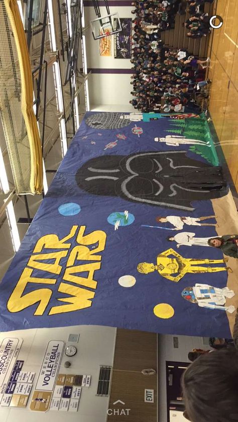 Lake Steven's School assembly Star Wars background! Mouth of Darth Vader is an entrance. Woah Star Wars Pep Rally Ideas, Star Wars Hallway, Star Wars Hallway Decorations, Star Wars Classroom Theme, Rally Games, Rally Idea, Star Wars Classroom, School Assemblies, Star Wars Background