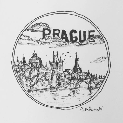 Prague Highlights Instagram, Prague Tattoo, Cnc Crafts, Tattoo Prague, Name Drawings, Prague City, City Sketch, Easy Doodle, Holiday 2022