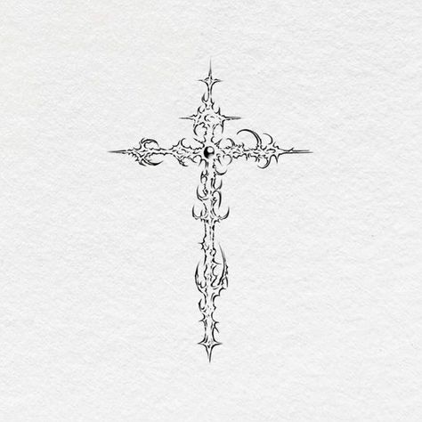 Cross Tattoo Cybersigil, Grunge Cross Tattoo, Cross Sternum Tattoo, Gothic Cross Drawing, Cybersigilism Cross, Sigilism Cross, Gothic Art Tattoo, Gothic Cross Tattoo, Cool Cross Tattoos