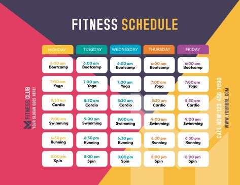 4,990+ fitness schedule Customizable Design Templates | PosterMyWall Schedule Design Layout, Kpi Board, Fitness Schedule, Schedule Board, Wix Design, Invert Colors, Classic Names, Training Schedule, Promotional Flyers