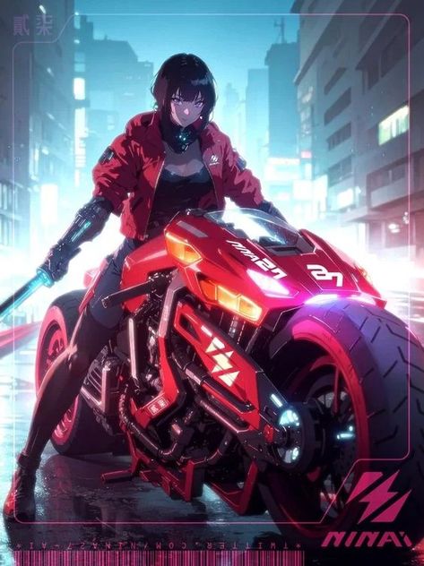 Nina 27 Bike Courier, Moto Girl, Motorcycle Workshop, Bike Photography, Cyberpunk Girl, Badass Aesthetic, Spaceship Art, Cyberpunk City, Arte Cyberpunk