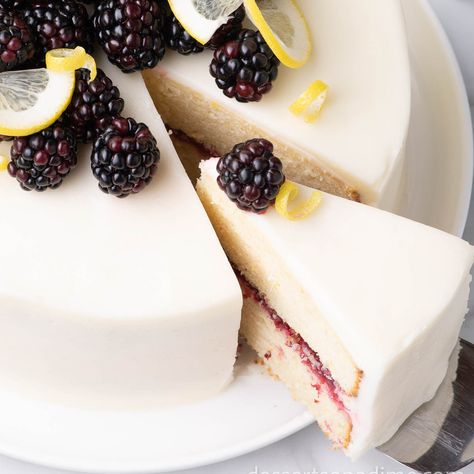 Lemon Blackberry Cake Lemon Blackberry Cake, Blackberry Filling, Blackberry Cake Recipe, Strawberry Dump Cake, Lemon Raspberry Cupcakes, Crockpot Cake, Caramel Ice Cream Topping, German Chocolate Cake Mix, Blackberry Cake