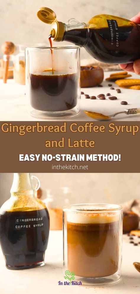 Homemade Flavored Syrups For Coffee, Raspberry Coffee Syrup, Gingerbread Syrup For Coffee, Coffee Syrup Flavor Combinations, Diy Coffee Syrup Recipes, Diy Coffee Syrup, Gingerbread Coffee Syrup, Gingerbread Latte Syrup, How To Make Syrup