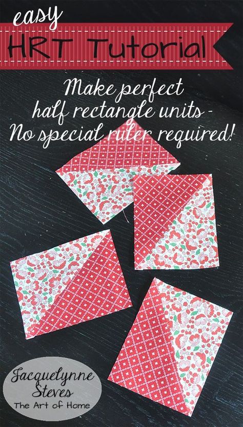 Easy HRT Tutorial- Make perfect half rectangle units, no special ruler required! | JacquelynneSteves.com #quilt #quilting Half Square Triangle Quilts Pattern, Triangle Quilt Pattern, Block Quilt, Half Square Triangle Quilts, Quilt Care, Quilt Block Tutorial, Triangle Quilt, Half Square Triangles, Quilting For Beginners