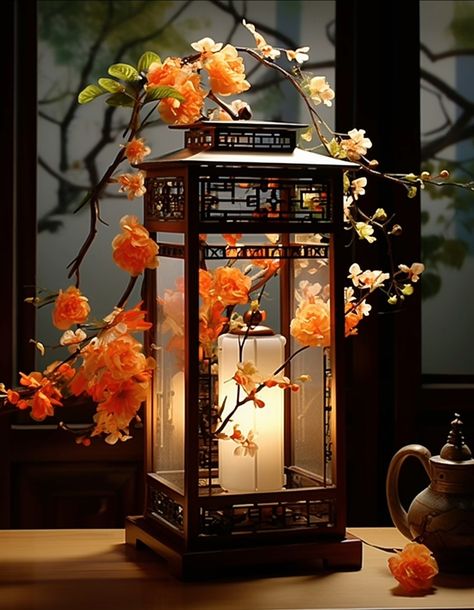 Inner Peace Art, Chinese Tea Room, Floor Lanterns, Japanese Lantern, Asian Interior, Iphone Wallpaper Landscape, Japanese Lanterns, Diy Lanterns, Chinese Art Girl