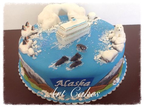 Alaska Cruise Cake Alaska Themed Cake, Alaska Birthday Cake, Alaska Party, Cruise Cake, Alaska Cake, Best Icing Recipe, Decorating Icing Recipe, Cookie Pictures, Art Cakes