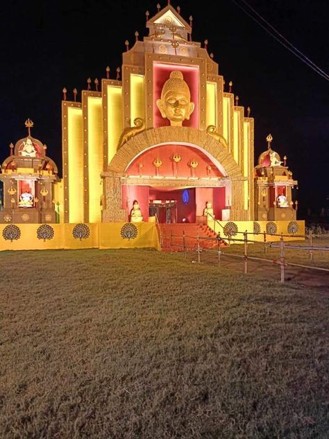 Kali Puja Pandal, Durga Puja Pandal Decoration, 2025 Decoration, Hindu Decor, Event Entrance Arch Design, Event Entrance Arch, Pandal Decoration, Puja Decoration, Puja Pandal