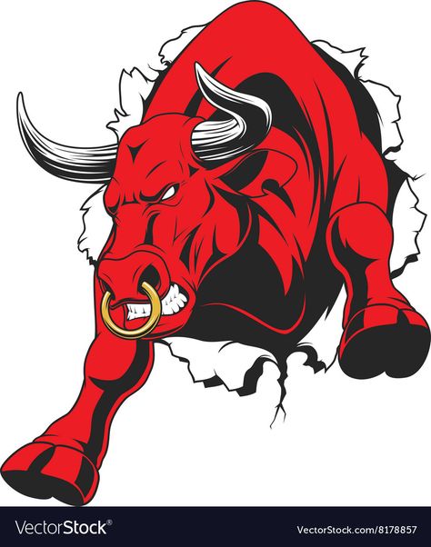 Ferocious bull attacks Royalty Free Vector Image Toro Vector, Angry Bull, Bull Painting, Bull Art, Bull Tattoos, Sports Decals, Pet Logo Design, Banner Printing, Retro Logo