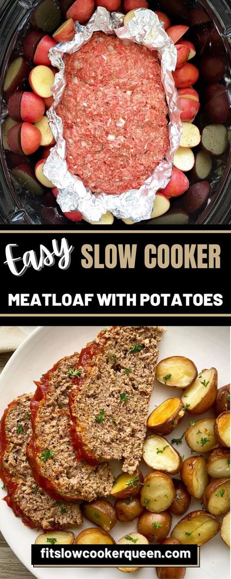 Meatloaf With Potatoes, Whole30 Meatloaf, Meatloaf Potatoes, Meatloaf And Potatoes, Gluten Free Slow Cooker Recipes, Taco Cupcakes, Ground Beef Crockpot Recipes, Crockpot Meatloaf Recipes, Meat And Potatoes Recipes