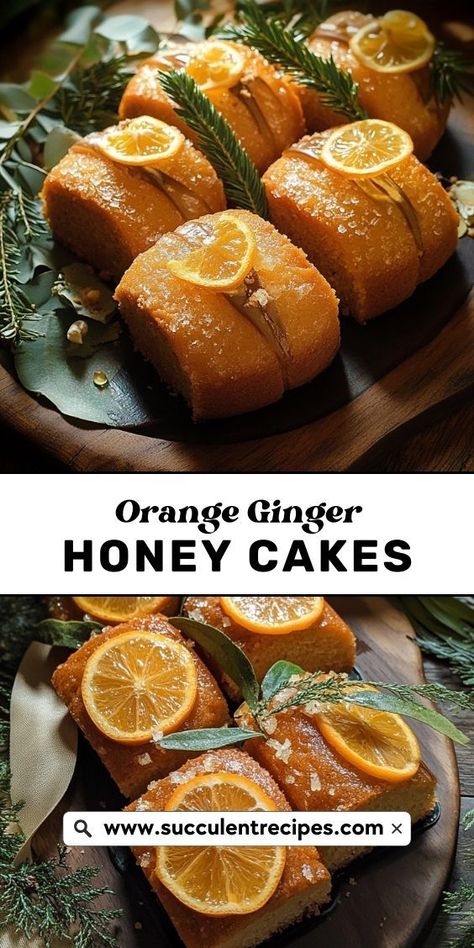 These soft, fluffy cakes are infused with fresh orange zest, spicy ginger, and the natural sweetness of honey. Perfect for an afternoon treat or as a lovely gift for loved ones! Honey Cakes, Ginger Honey, Dessert Spread, Honey Cake, Fresh Orange, Ginger And Honey, Orange Zest, Holiday Desserts, Creative Food